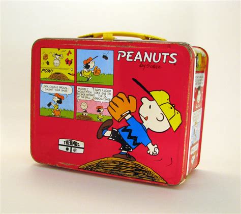 old lunch boxes snoopy with metal|vintage peanuts lunch box.